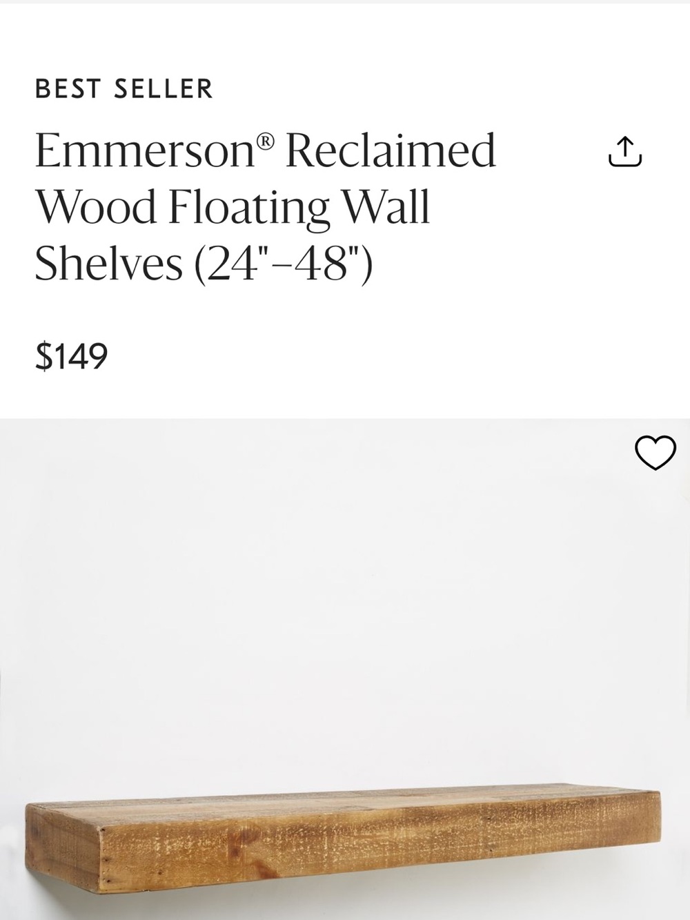 West Elm Emmerson Reclaimed Wood Floating Shelf - Brown